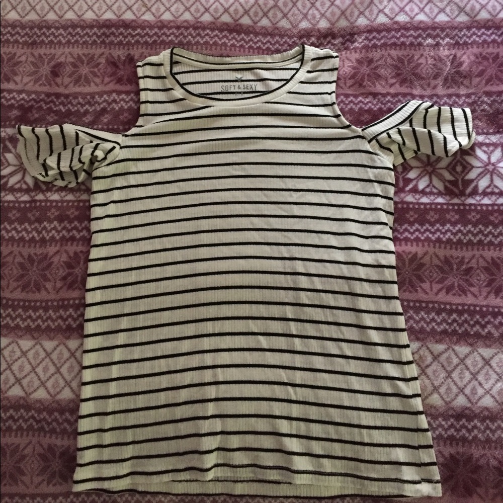 AEO cold shoulder striped top